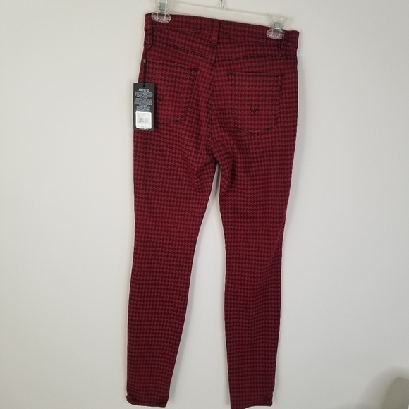NWT Hudson Barbara High Waist Super Skinny Ankle Jeans Oxblood Houndstooth 27 - Picture 11 of 14